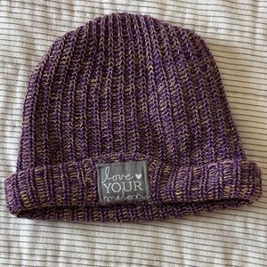 Love Your Melon Purple and Gold Beanie